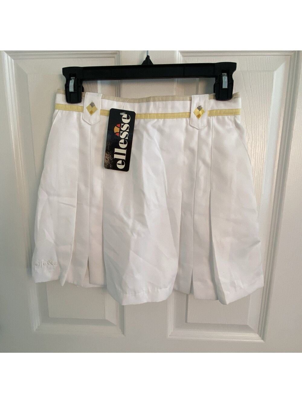 Vintage Ellesse Tennis Skirt Womens Size 4 Made In USA Embroidered Yellow NWT